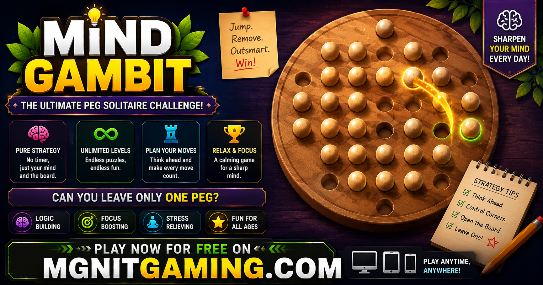 Play Mind Gambit Online Free | Unlimited Levels and Endless Brain Training | MGNiT Gaming